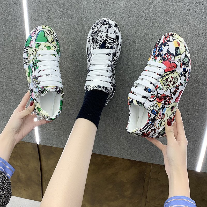 Zapatos casuales con plataforma de moda para mujer Zapatillas pintadas