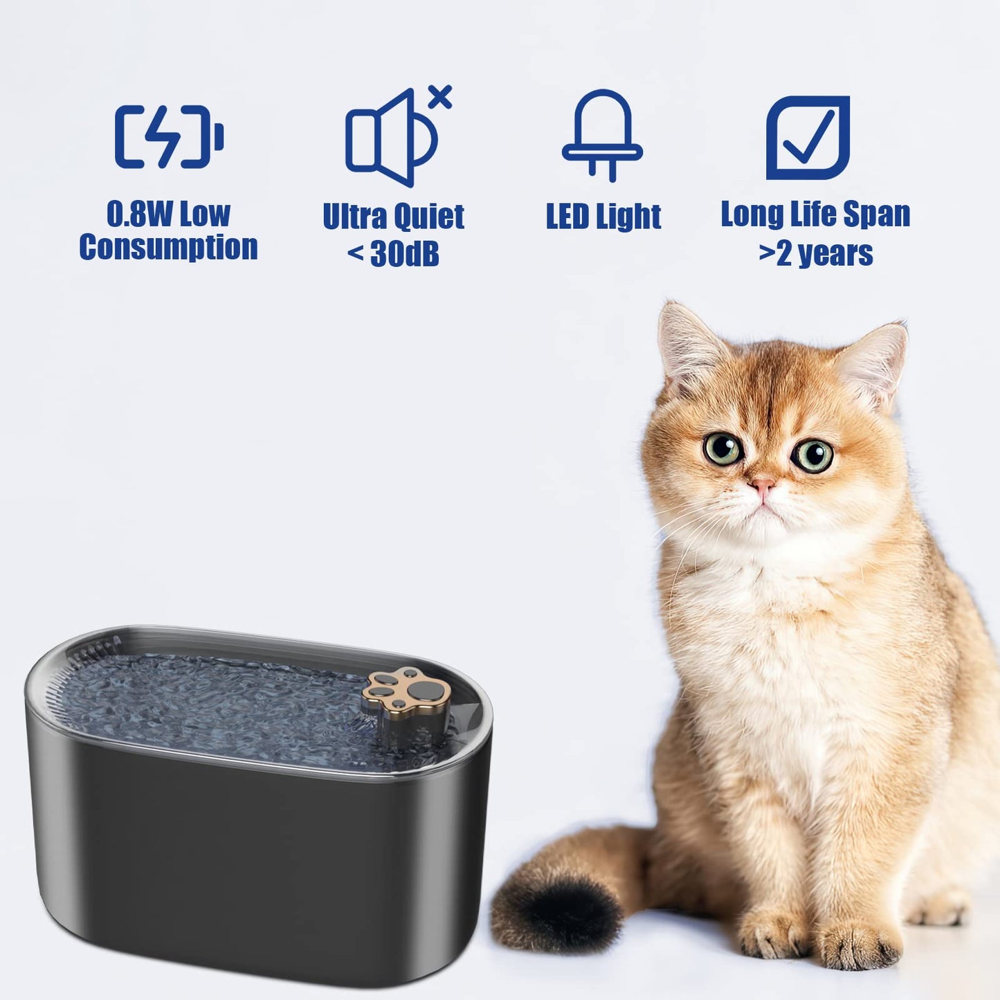 Filtro de fuente de agua para gatos de 3L, bebedero automático para perros, gatos, dispensador de agua para mascotas, dispensador de agua ultrasilencioso con luz LED, productos para mascotas