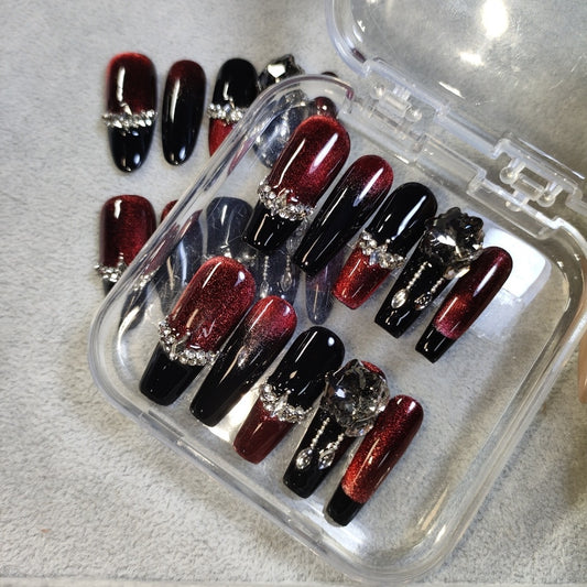 Handmade Wear Armor Ruby Gatling High Sense Nail Tips