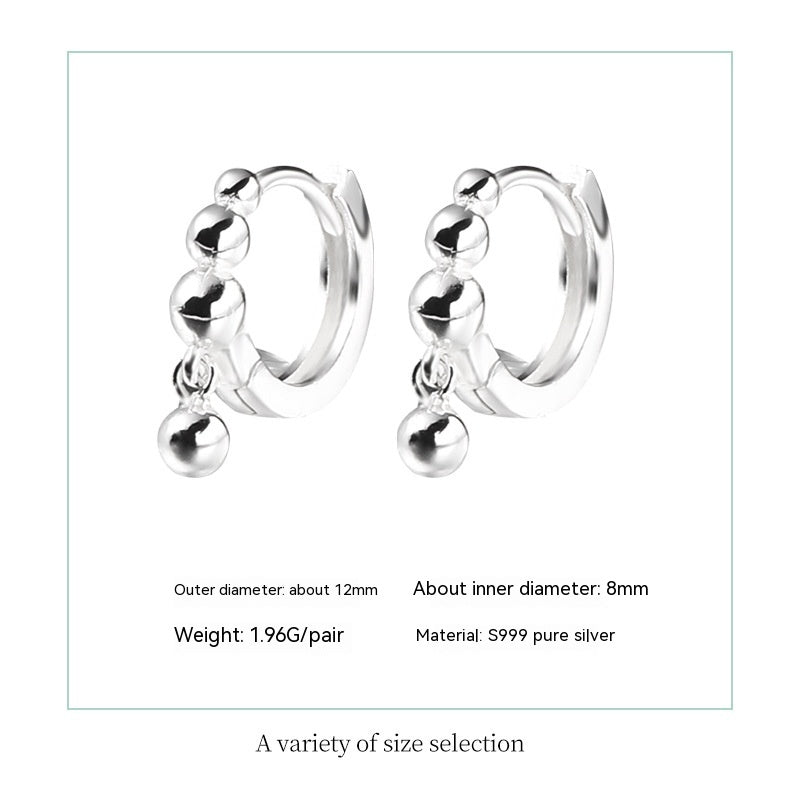 S999 Pure Silver Refined Zircon Pearl Earrings