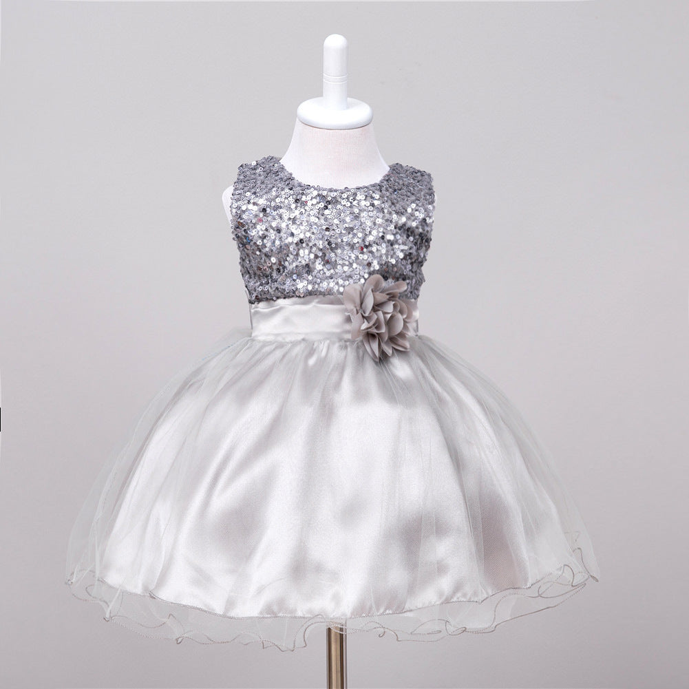 Vestido de lentejuelas para bebé Vestido de princesa de boda para niña de flores