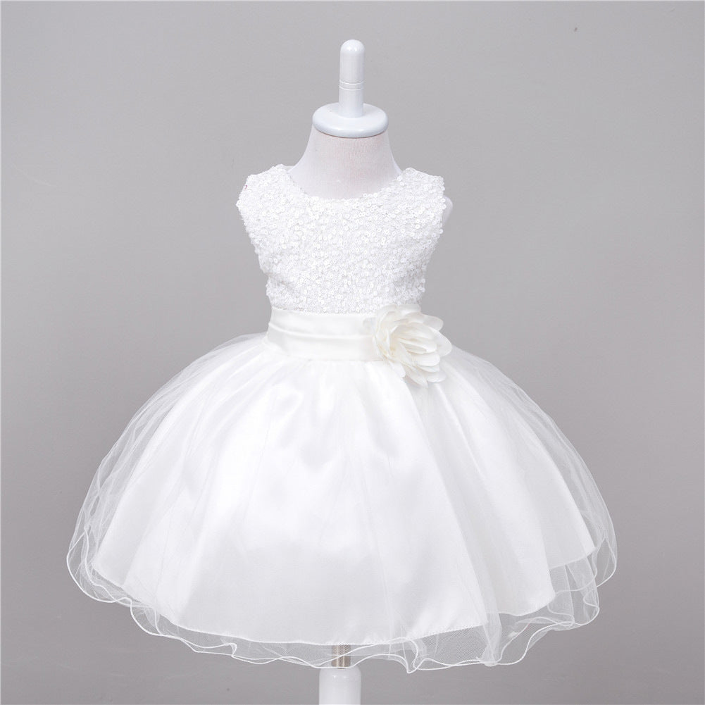 Vestido de lentejuelas para bebé Vestido de princesa de boda para niña de flores