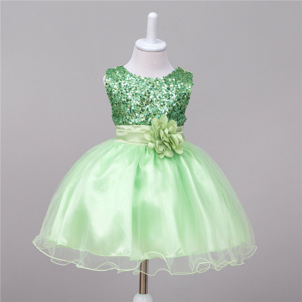 Vestido de lentejuelas para bebé Vestido de princesa de boda para niña de flores