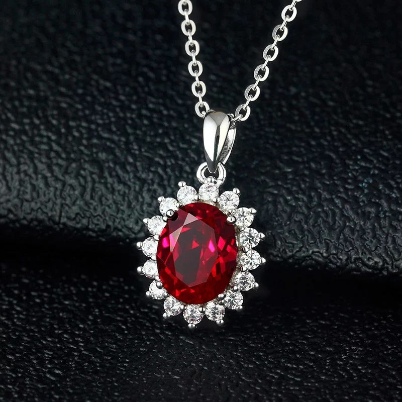 Ruby sterling silver necklace female