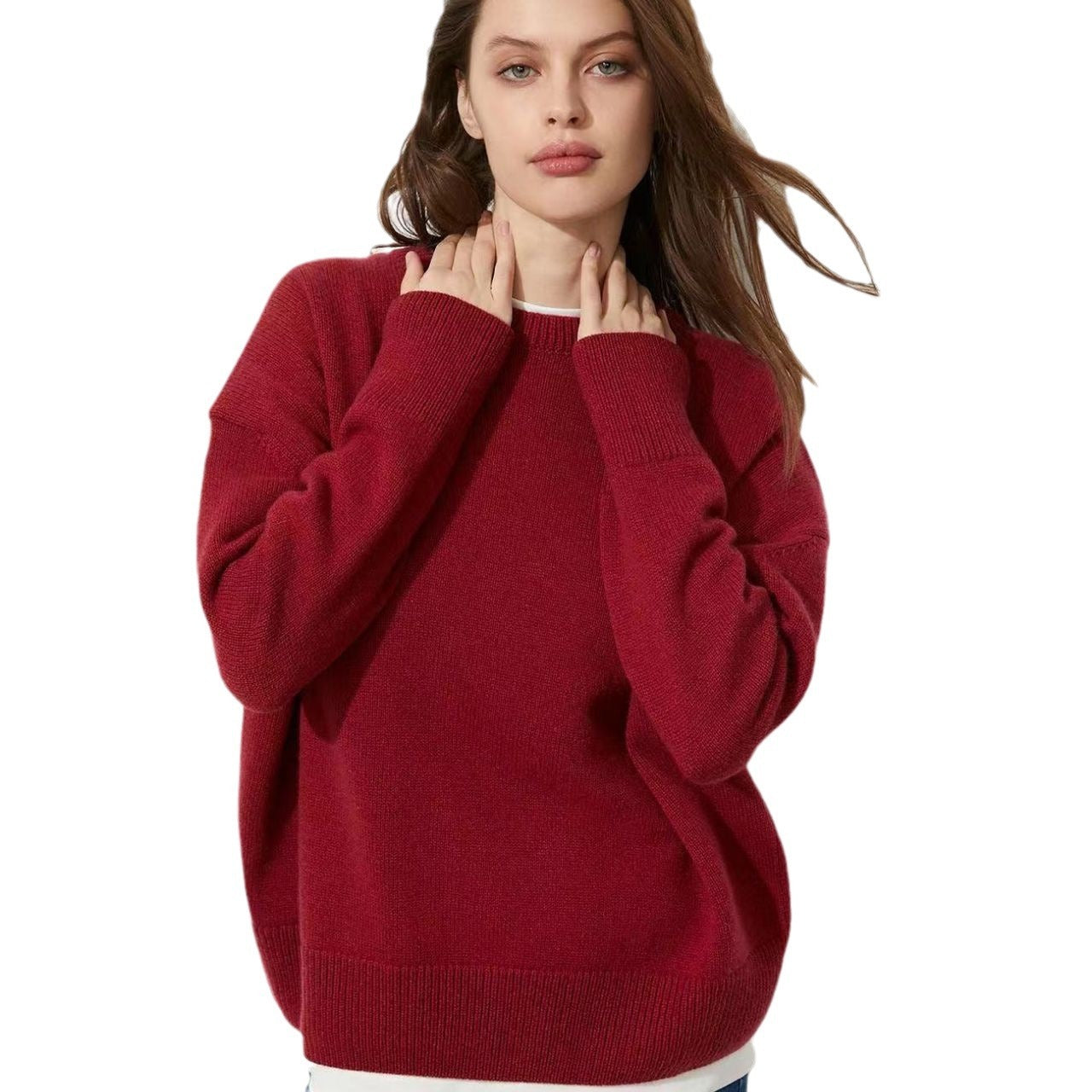 Women's Round Neck Solid Color Pullover Leisure Sweater