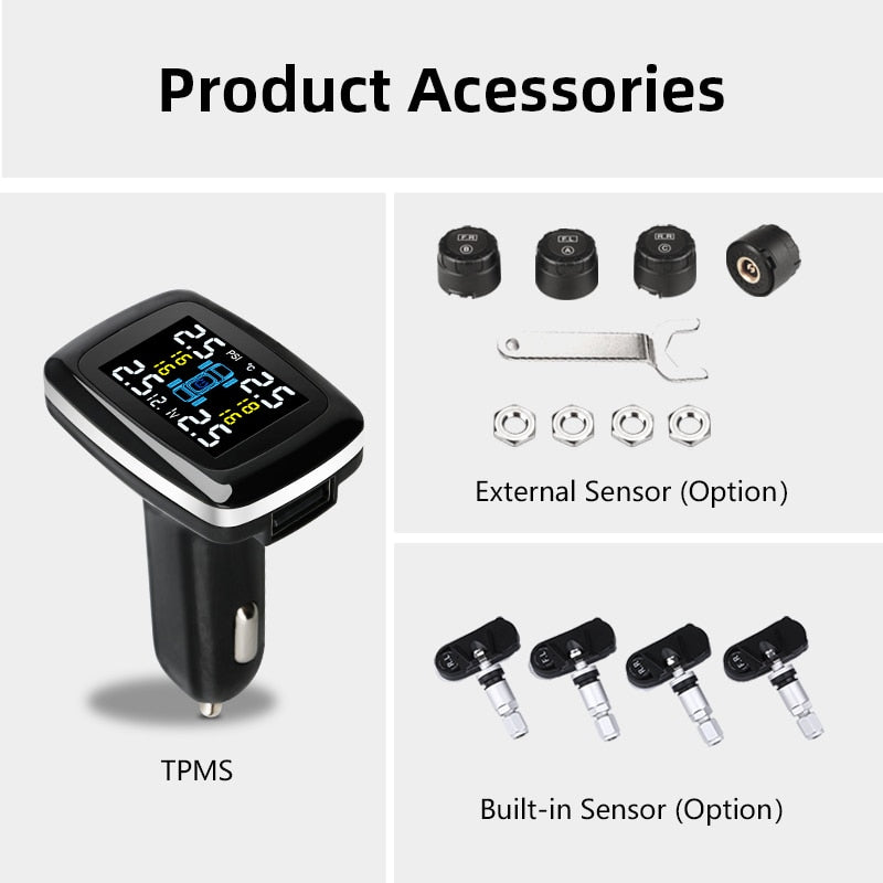 Tire Pressure Monitoring System Sensors Cigarette Lighter USB port Auto Security Alarm Systems Tire Pressure