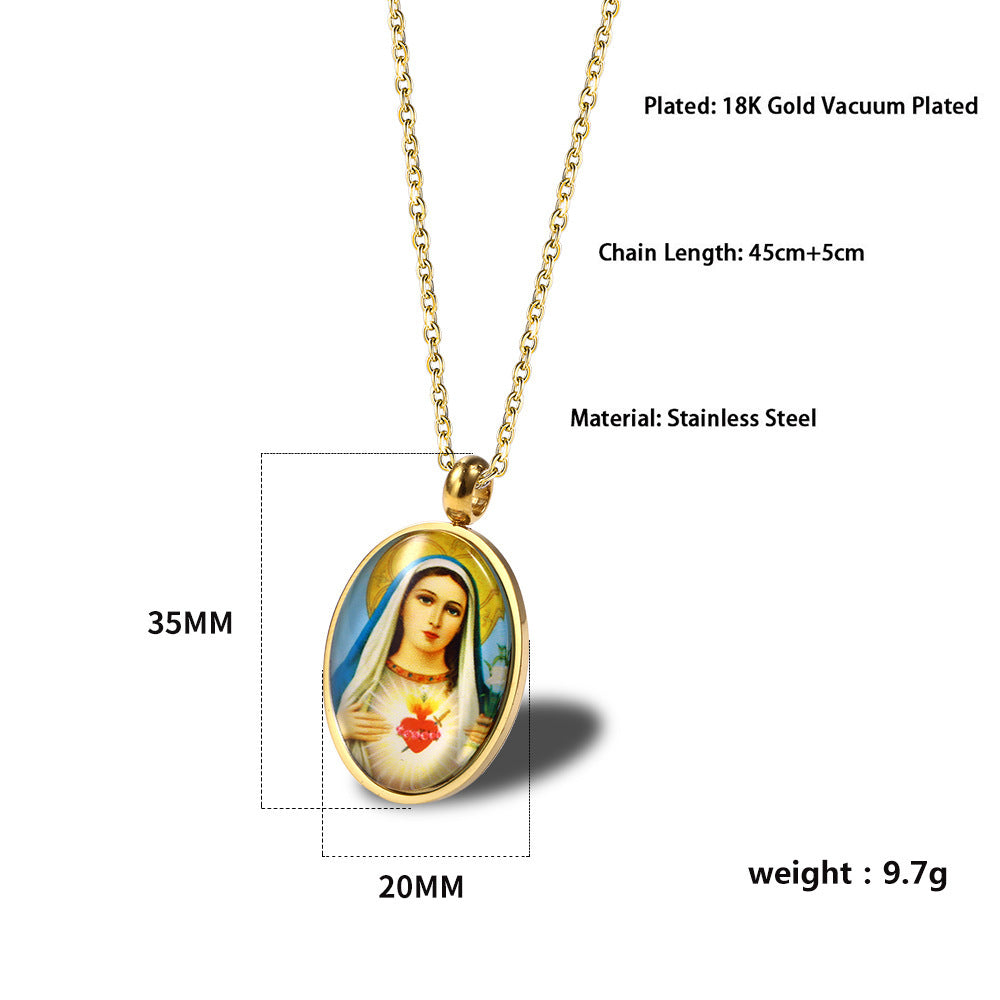 European And American Religious Virgin Mary Clavicle Necklace Women Pendant