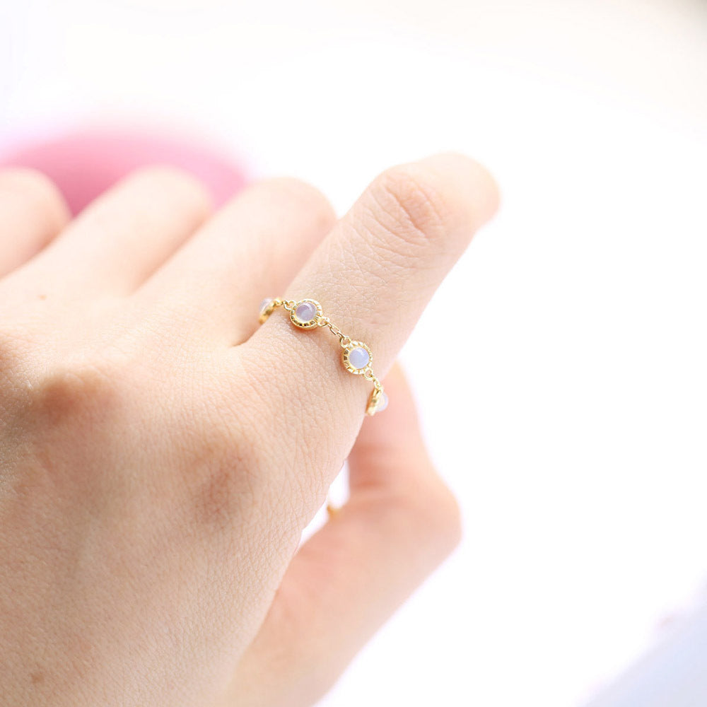 Glowing Opal Ruby Chain Ring