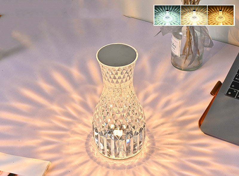 Vase Shape Atmosphere Crystal Lamp Romantic Bedside Diamond Table Lamp  Home Christmas Decorations LED Lights