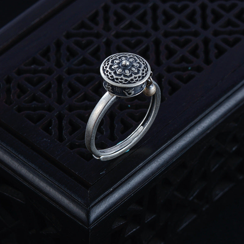 S925 Silver Prayer Wheel Ring Couple