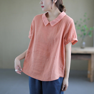 Summer Thin Women's Solid Color Loose Short Sleeve T-shirt