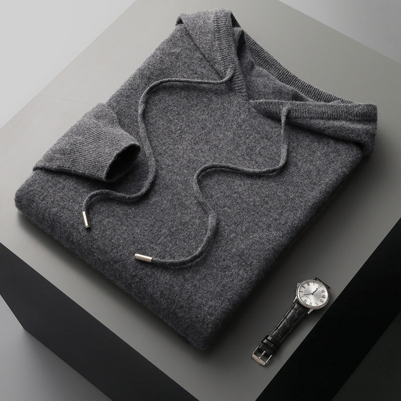 Wool Hoodie Men's Hooded Long-sleeved Sweater Pullover