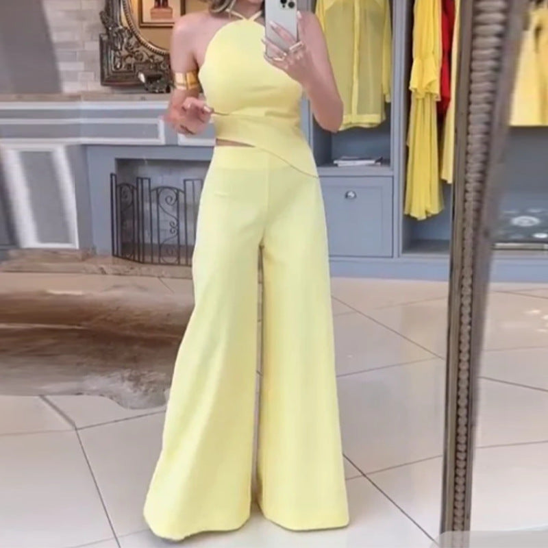 Women's Fashion Solid Color Wide Leg Jumpsuit