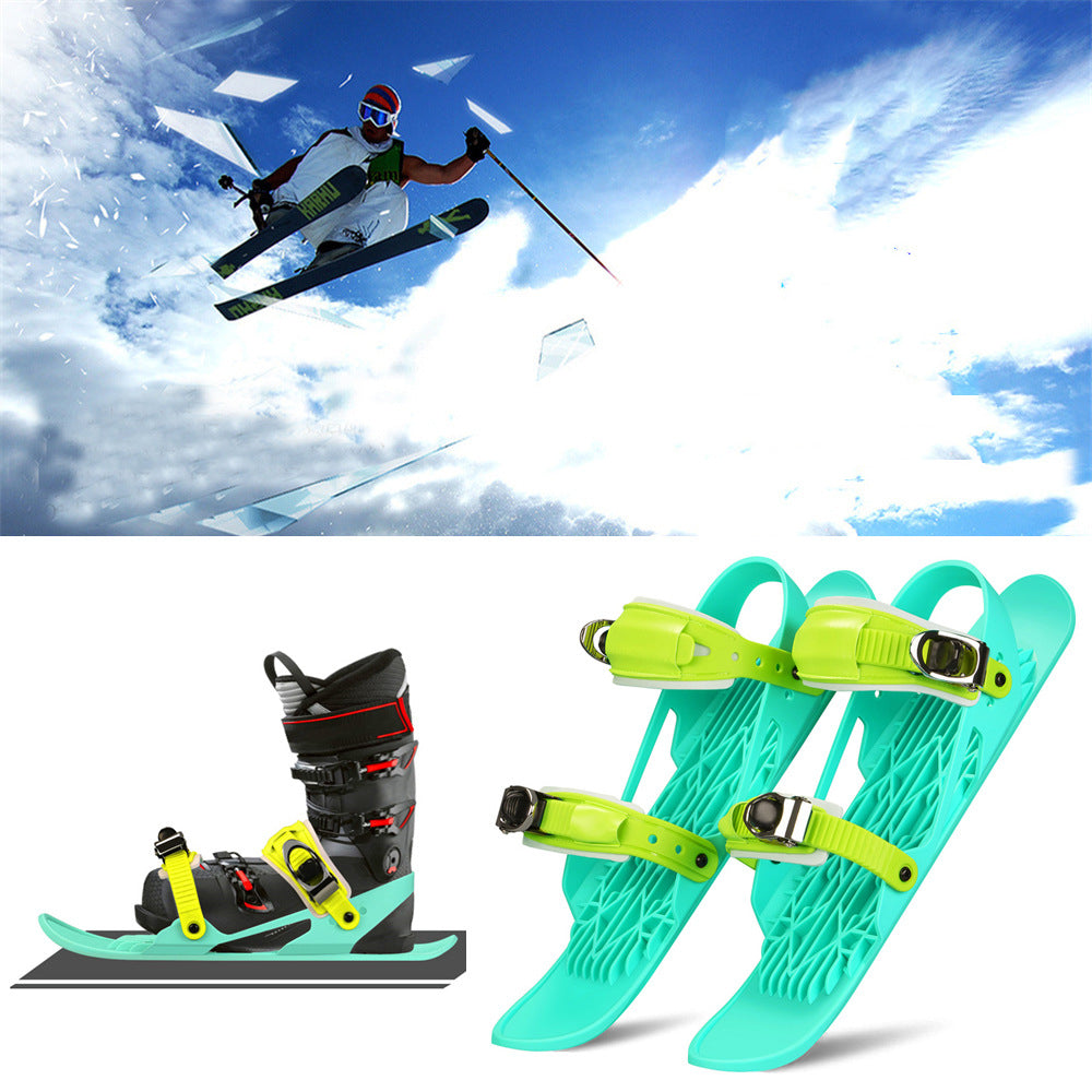 Mini patines de esquí, tabla de esquí corta portátil, zapatos de patines ajustables para nieve