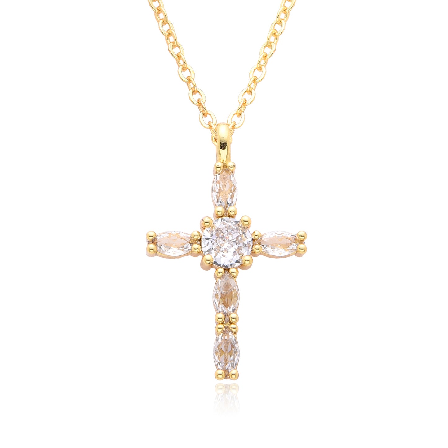 Ornament Copper Inlaid Zircon Cross Necklace Men And Women Fashion Gift Religious Cross Pendant