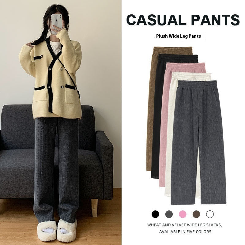 Velvet Thick Cotton Pants Outdoor Casual Wheat Narrow Version