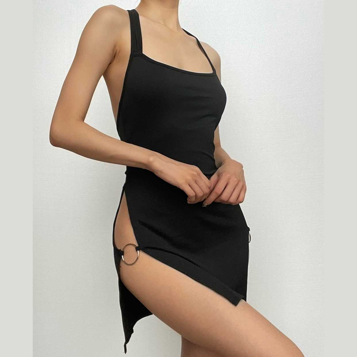 vestido ajustado sin espalda con escote halter para mujer