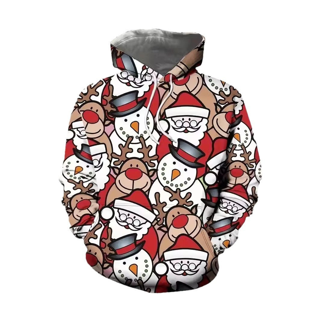 Trendy Christmas Snowman Elk 3D Printed Hoodie