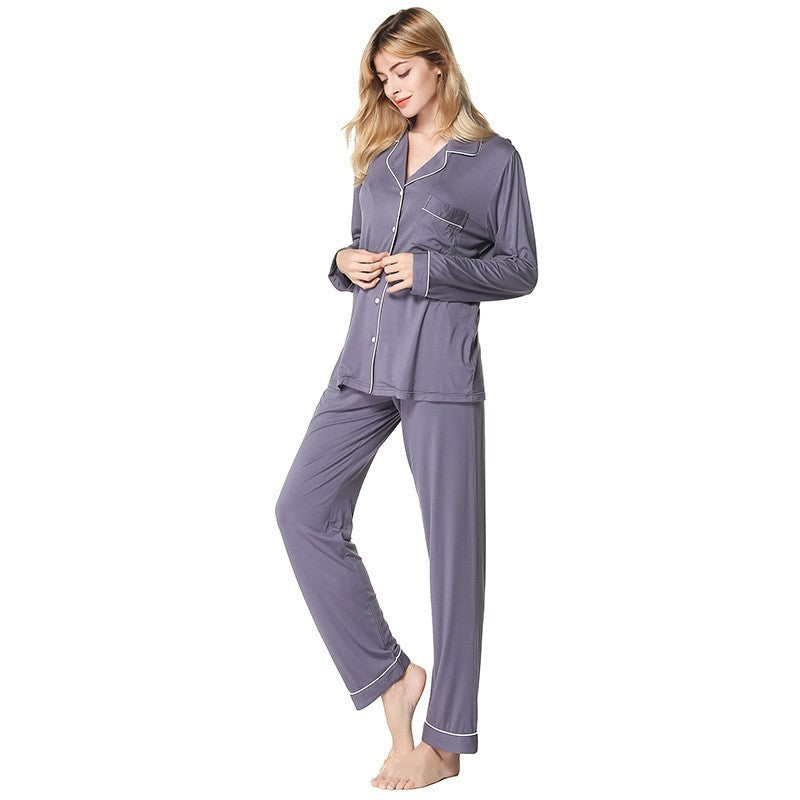 Women's Pajama Suit Long Sleeve Trousers Casual Homewear