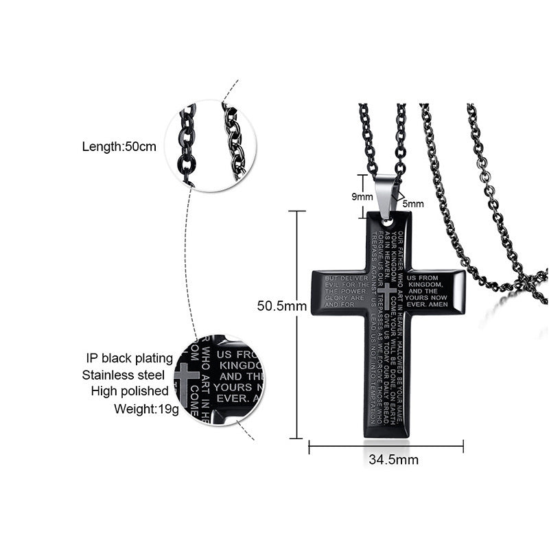 Stainless steel prayer cross necklace