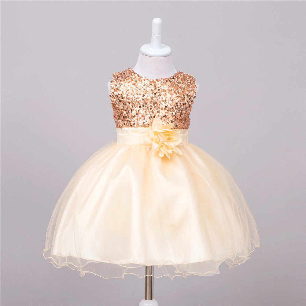 Vestido de lentejuelas para bebé Vestido de princesa de boda para niña de flores