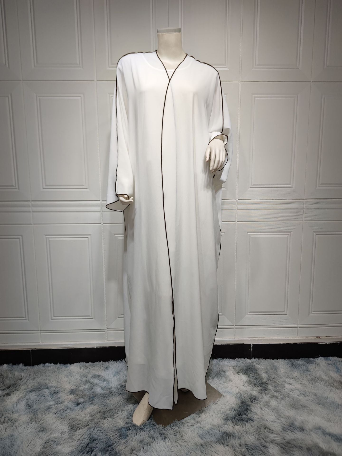 Bata Abaya para mujer de talla grande con patchwork blanco para mujer