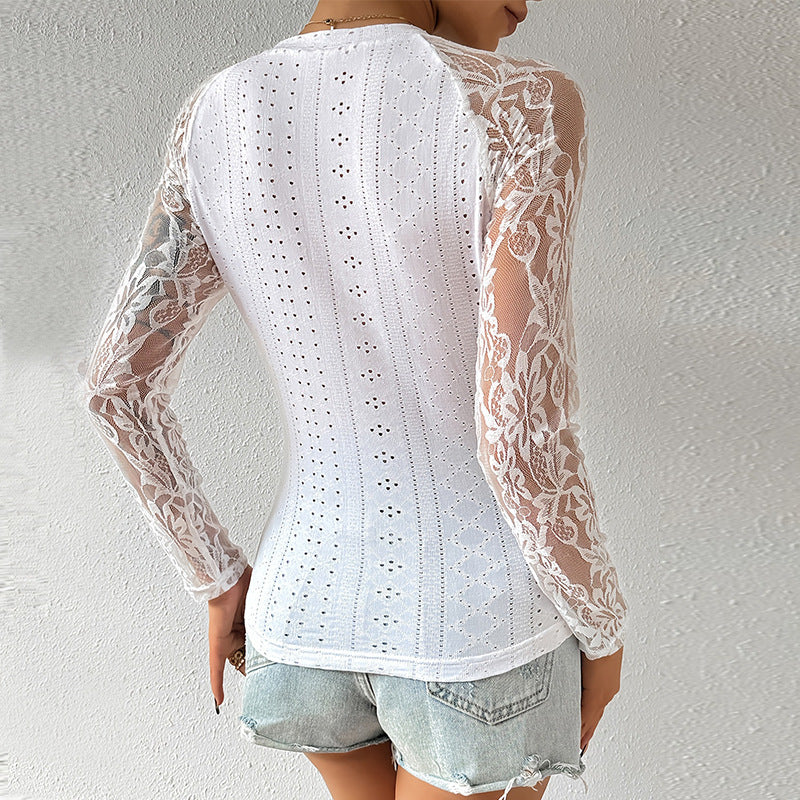 Women's Elegant Knitted Lace Stitching Coat