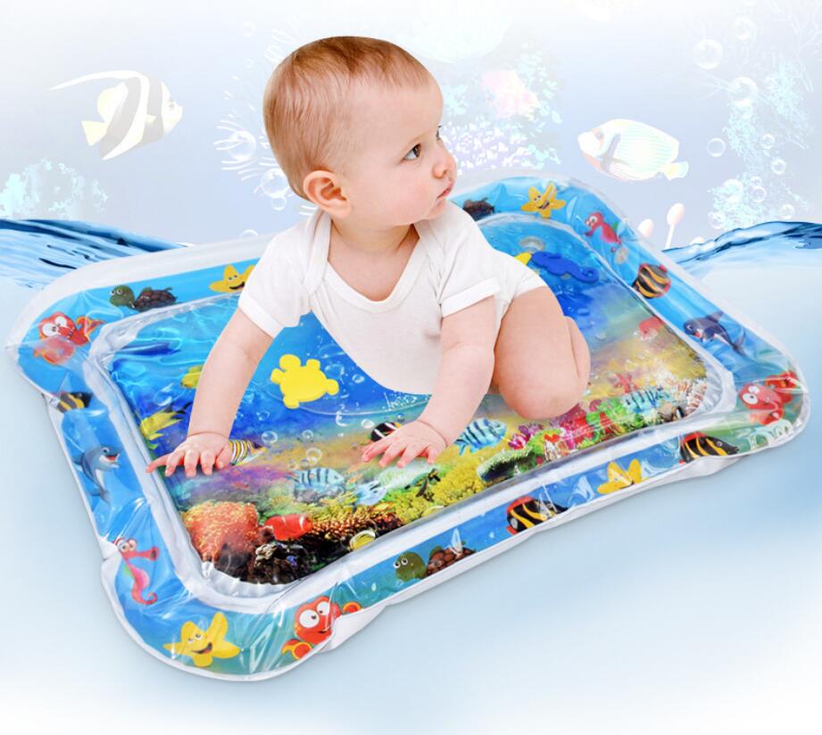 Estera de agua inflable para bebés, estera de agua para la playa de verano para bebés, almohadilla con palmaditas, cojín de agua para bebés, niños pequeños, juguetes de juego para actividades de verano, almohadas para bebés 