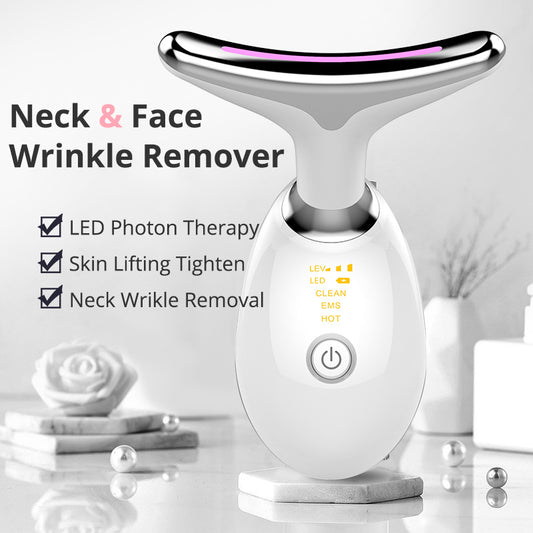 EMS Thermal Neck Lifting At Tighten Massager Electric Microcurrent Wrinkle Remover LED Photon Face Beauty Device Para sa Babae