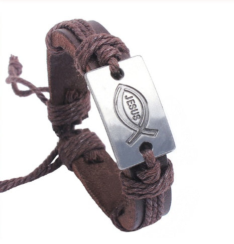 Religious Jewelry Christian I Love Jesus Alloy Leather Bracelet Wholesale Bracelet