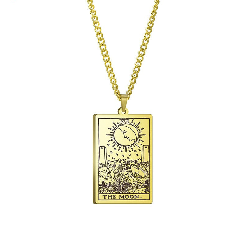 Apollo Tarot Stainless Steel Real Gold Plating Pendant Religious Ornament Christmas Gift Men's Sweater Necklace