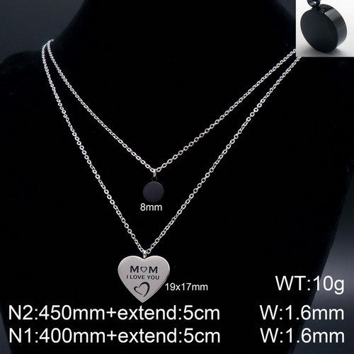 Collar con colgante de amor en forma de corazón de oro de 18 quilates chapado en acero de titanio simple