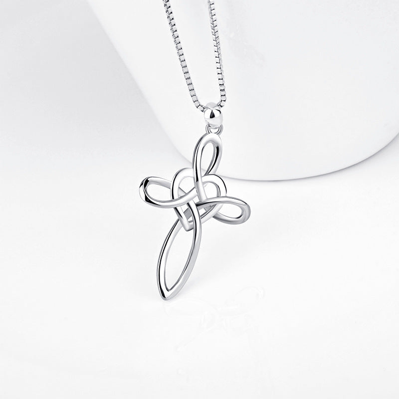 925 Sterling Silver Necklace Religious Necklace Love Heart Fashion Cross Pendants Necklaces Sweet Jewelry For Women GNX13884