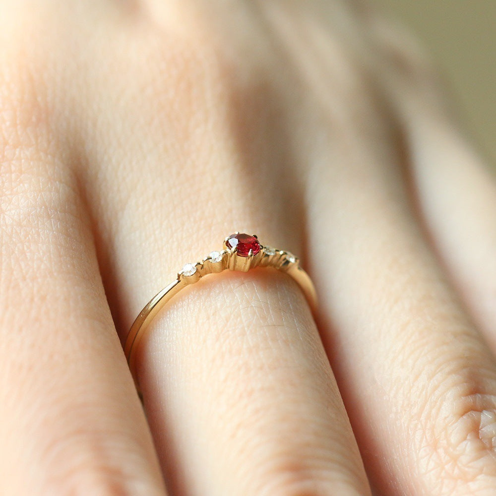 Fashionable Ruby with Diamonds Women's 16k Gold Engagement Wedding Ring