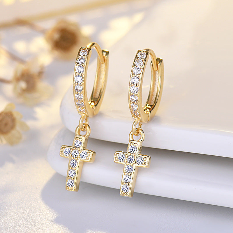 Women's Fashion Zircon Cross Earrings