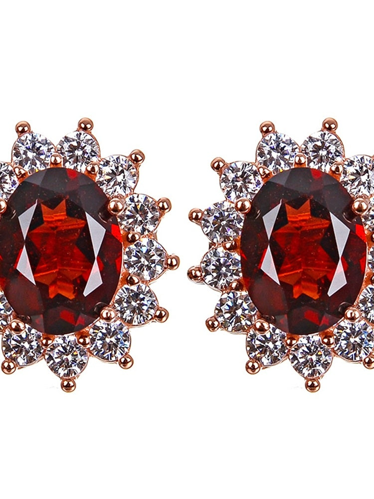 Fashion Ruby Color Natural Garnet Earrings