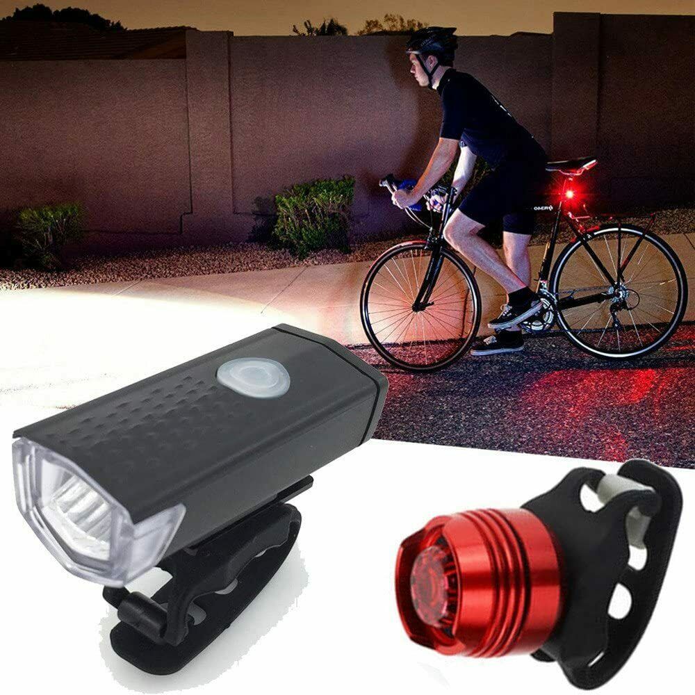 USB Rechargeable LED Bicycle Headlight Bike Head Light Front Rear Lamp Cycling