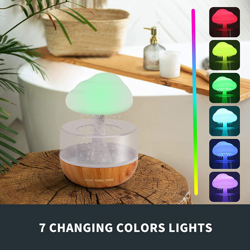 2-in-1 Desk Humidifier Rain Cloud Aromatherapy Essential Oil Zen Diffuser at Raining Cloud Night Light Mushroom Lamp