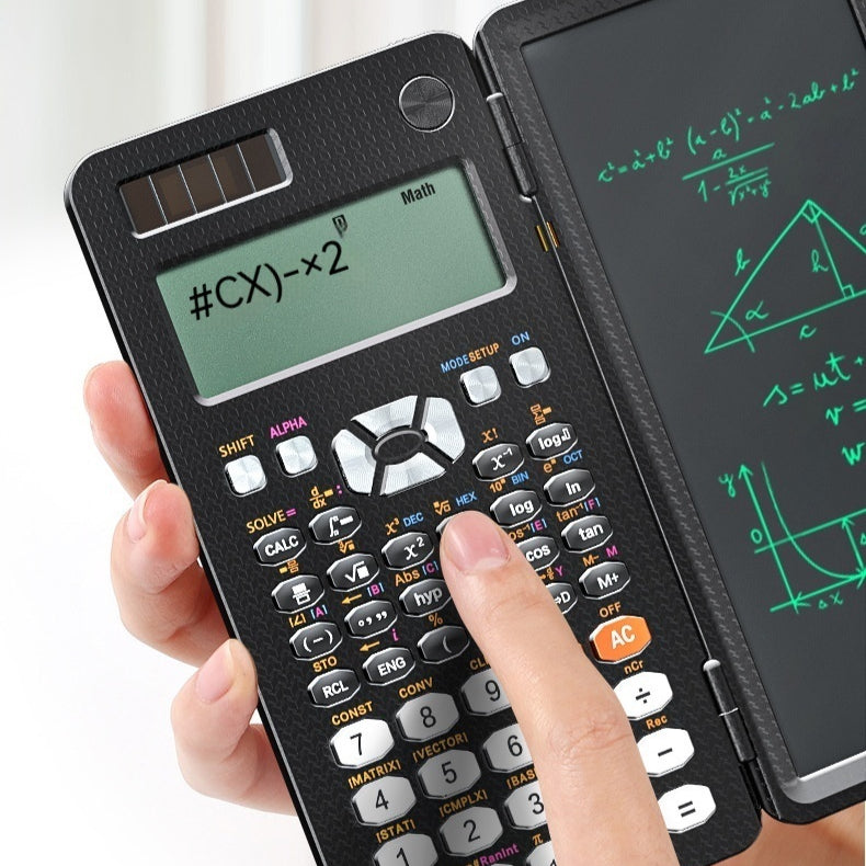 Calculadoras científicas plegables 2 en 1, tableta de escritura a mano, calculadora con función de aprendizaje, calculadoras científicas de escritorio plegables