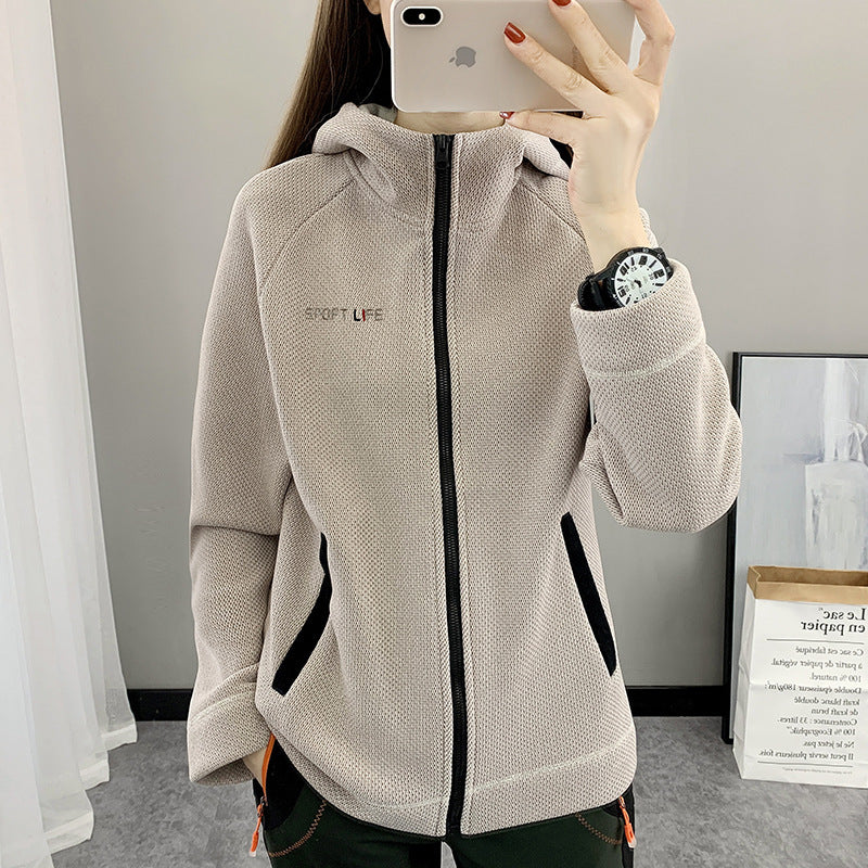 Autumn And Winter Fleece Sweater Women's Cardigan Hooded Coat