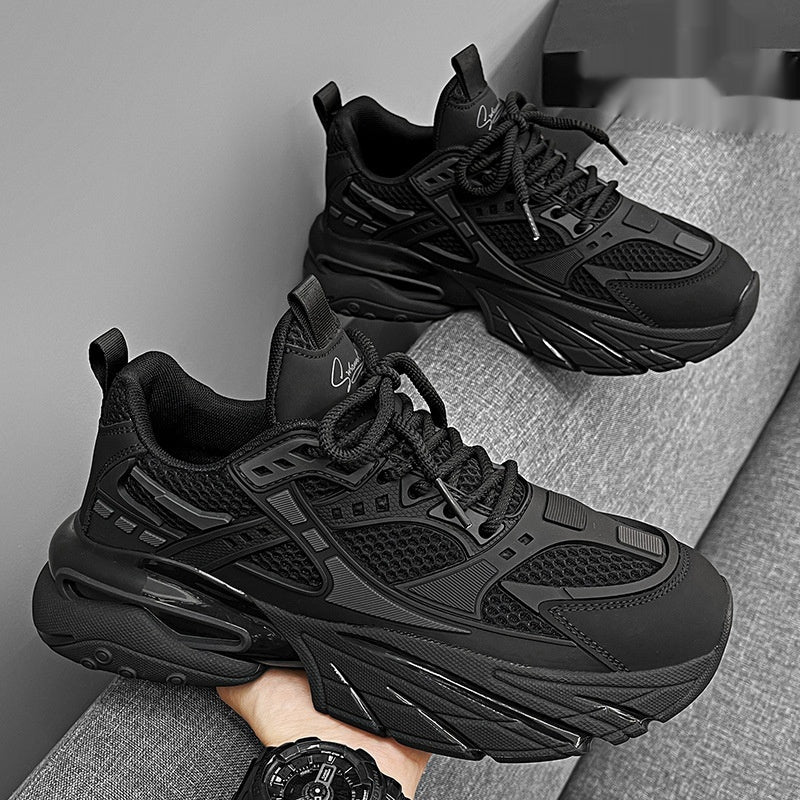 Pure Black Thick Sole Increased Leisure Sneaker Dad Shoes