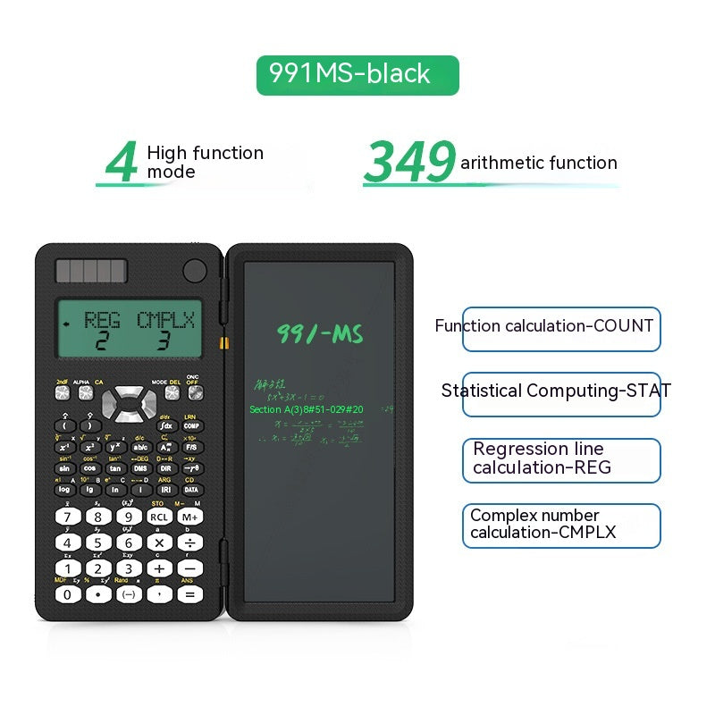 Calculadoras científicas plegables 2 en 1, tableta de escritura a mano, calculadora con función de aprendizaje, calculadoras científicas de escritorio plegables