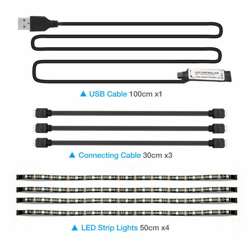 4x50CM USB 5V RGB LED tira de luz de fondo Kit remoto para TV lámpara de computadora