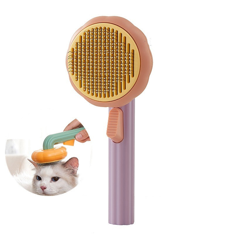 Bagong Pet Cat Brush Hot Selling Hand-held Steel Wire Self-cleaning Comb Looper Para sa Pagtanggal ng Buhok