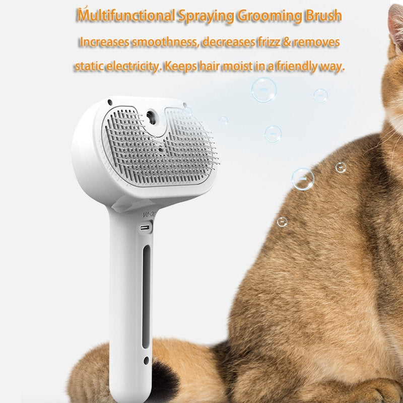 Pet Comb Self Cleaning Pets Hair Remover Brush Para sa Mga Aso Mga Tool sa Pag-aayos ng Dematting Comb Built-in Mist Humidifier Pet Products