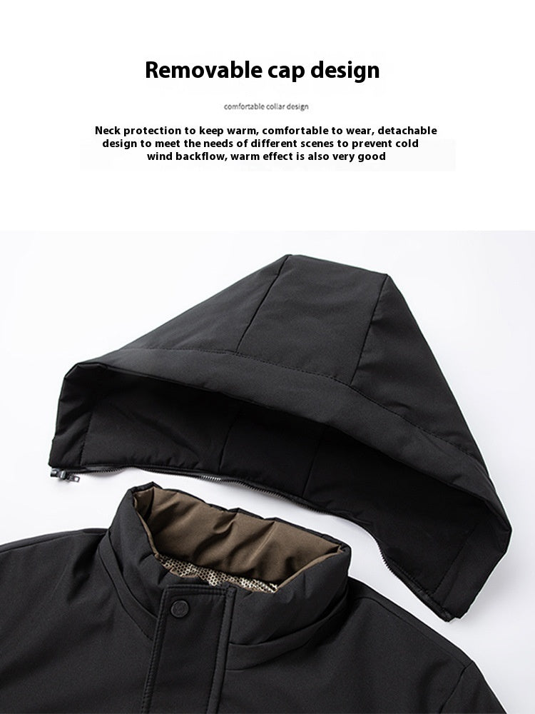 Winter Mid-length Fleece-lined Thick Down Jacket