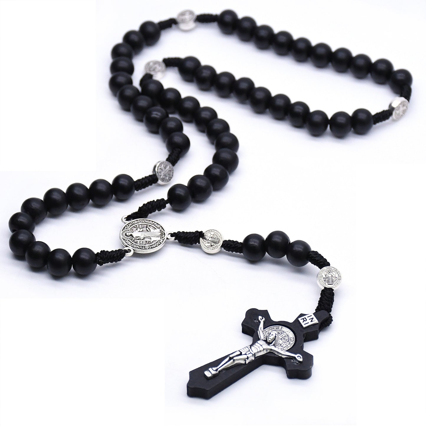 Hand-woven Wooden Bead Cross Necklace A Religious Jewelry