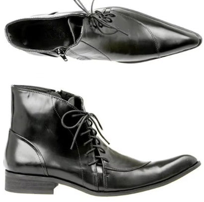 Korean Style British Leather Pointed Men's Boots Fashionable Breathable Men's Shoes