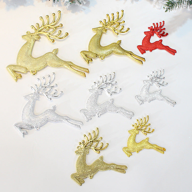 Christmas Decorations 681013cm Electroplated Hemp Dot Christmas Elk Christmas Tree Pendant Gold And Silver Red R'deer