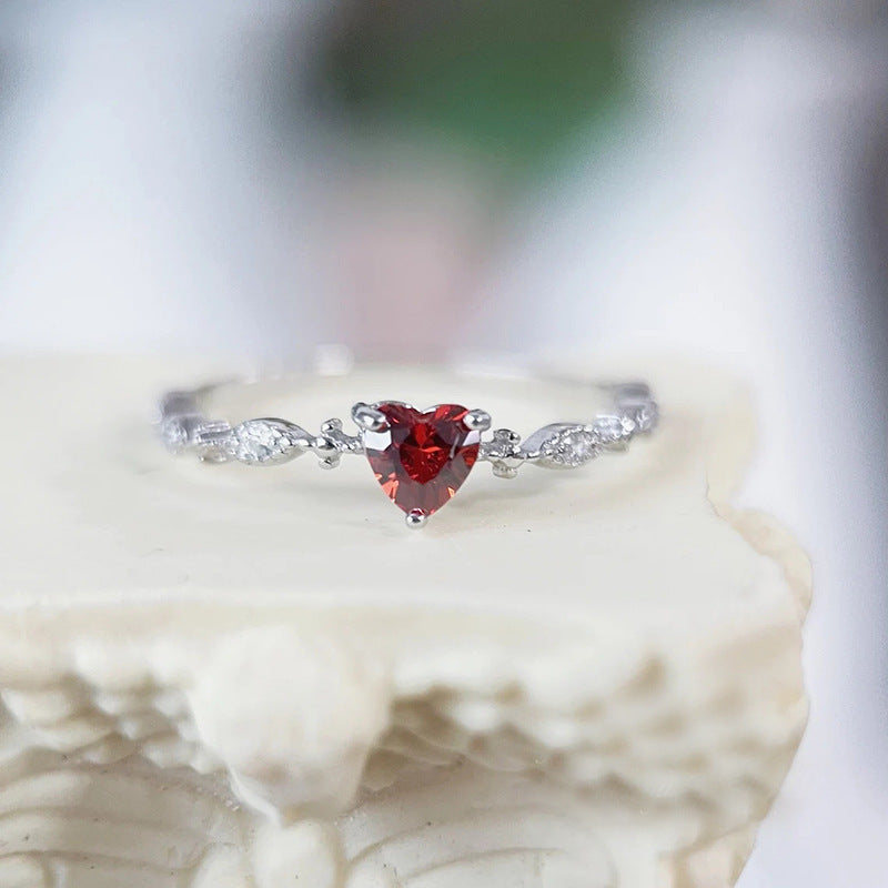 Fashion Love Ruby Rhinestone Zircon Ring